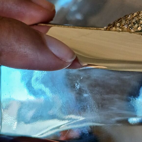 Michael Kors Size 9M Berkley T-Strap Silver Gold Glitter Zip Peep Toe Heels READ - Picture 14 of 16